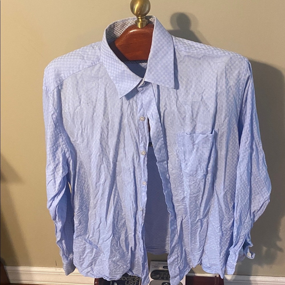 Johnston & Murphy Blue Patterned Shirt